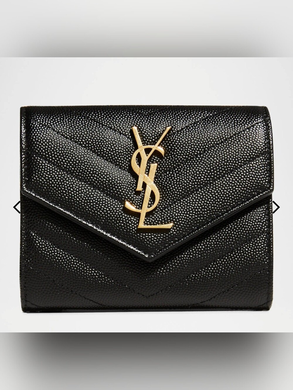 Yves Saint Laurent Cassandre Trifold Black Lambskin Wallet
